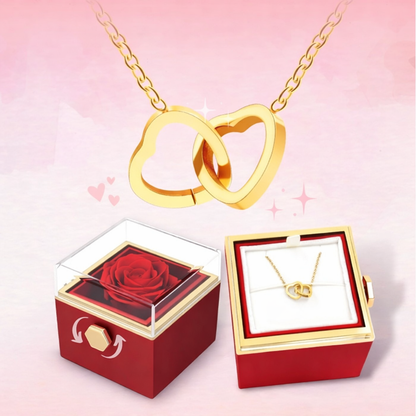 Pudełko Wieczna Róża + Naszyjnik Serca