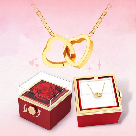 Pudełko Wieczna Róża + Naszyjnik Serca