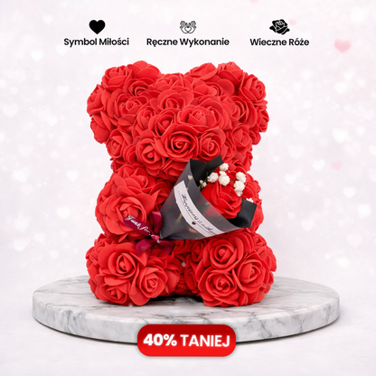 Ręcznie Wykonany - Różany Miś