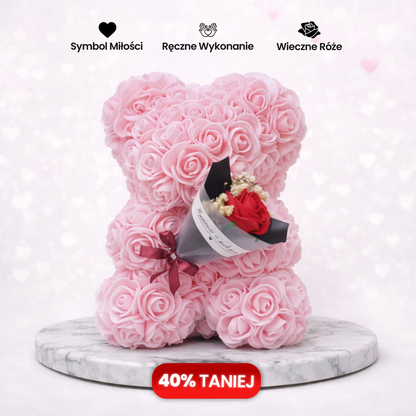 Ręcznie Wykonany - Różany Miś