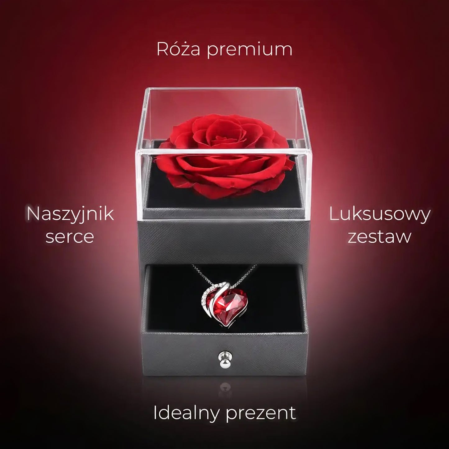 Prezent Miłości - Wieczna róża z naszyjnikiem